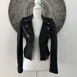 *EUC* ZARA TRAFALUC 100% genuine lamb leather Moto biker jacket, size XS